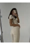 Секси Дънков гащеризон с къс ръкав в цвят Off-White -, снимка 5