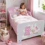 Детско легло Peppa Pig 140x70 см с ламелна основа, MDF, розово, замък и еднорог, от 36 месеца, снимка 1