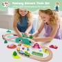 SIMPLIPLAY Комплект дървено влакче за малки деца 3-5 години, Монтесори, 49 части, снимка 2