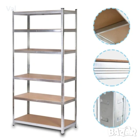 Професионален метален стелаж HÖGLER 222x110x50 см – 6 Рафта, до 1050 кг, регулируема височина, снимка 6 - Други - 54842002