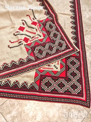 Голяма Ръчно Бродирана Старинна Покривка за Маса  , снимка 3 - Антикварни и старинни предмети - 55675674