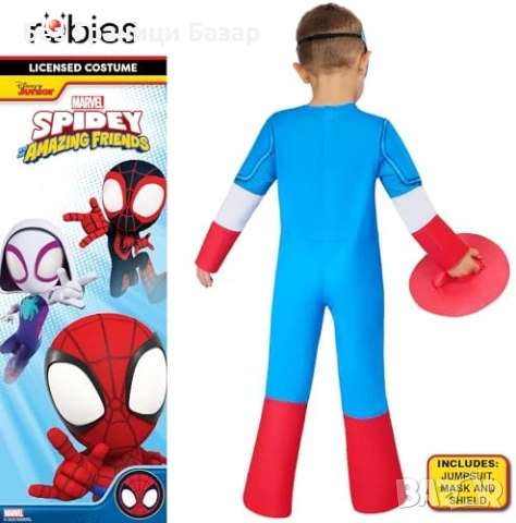 Нов Детски костюм Captain America Marvel Spidey за 2-3 години момче с маска и щит