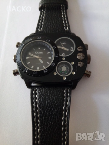 OULM Кварцов Часовник с Компас и Две Часови Зони , снимка 3 - Мъжки - 54345228
