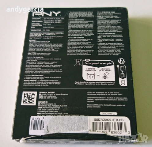  ЧИСТО НОВ 2TB SSD PNY CS900 SATA 6Gb/s. 2.5 inch скорост на четене/запис - 550/530 MB/s , снимка 4 - Твърди дискове - 54341103