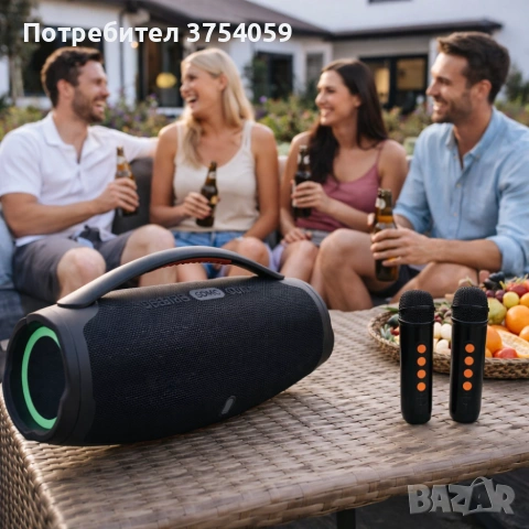 Преносима караоке тонколона с 2 микрофона B21 BOOMBOX - мощен звук и RGB Led осветление, снимка 2 - Тонколони - 55175096