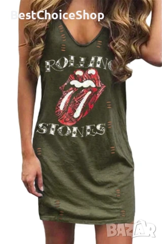 2 броя рокля тип потник с графичен принт на The Rolling Stones, снимка 3 - Рокли - 54014407