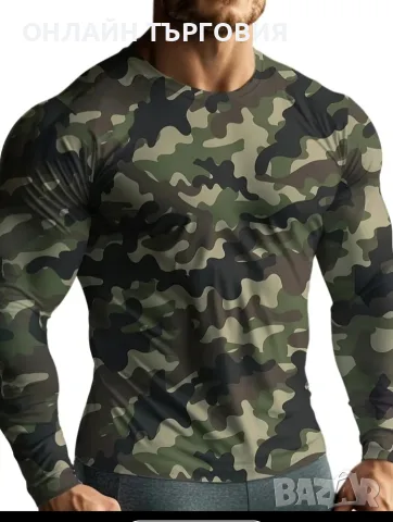 Камуфлажна тениска с дълъг ръкав , снимка 2 - Блузи - 55642297