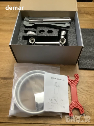 Стенен смесител за вана/душ за открит монтаж, 2-функционален, с въртящ се чучур, хром, снимка 9 - Смесители - 54027260