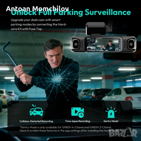 Видеорегистратор BOTSLAB G980H Pro 4K+2K GPS, снимка 5 - Аксесоари и консумативи - 55072577