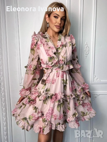 Рокля шифон Fleur LBD ХС р-р, снимка 3 - Рокли - 54866277