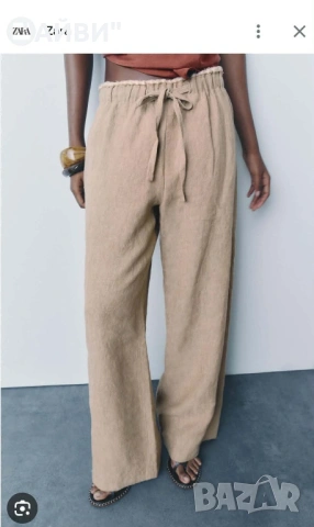 ZARA Дамски панталон от лен, снимка 2 - Панталони - 54003868