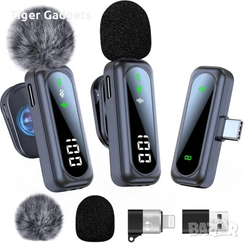 Комплект 2 безжични Lavalier микрофона dralud M1 за iPhone, Android, USB-C и Lightning