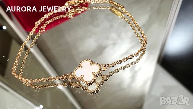 Van Cleef & Arpels VCA Rose Gold Mother of Pearl Sweet Alhambra Дамска Гривна, снимка 6 - Гривни - 55571943