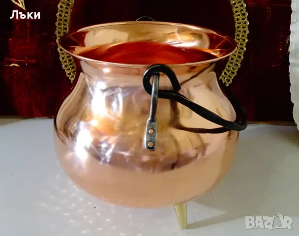 Медно менче 8 л.,медно котле,чиста червена мед Холандия,печат. , снимка 4 - Антикварни и старинни предмети - 55530306