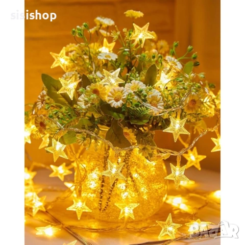 Декоративен LED гирлянд с 20 светещи звездички (3 м) 4785, снимка 4 - Лед осветление - 53976907