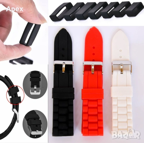 Силиконова Каишка за Часовник. Гумени Силиконови Каишки за Часовници 12 18 20 22 24мм Бяла Черна, снимка 8 - Каишки за часовници - 54011516