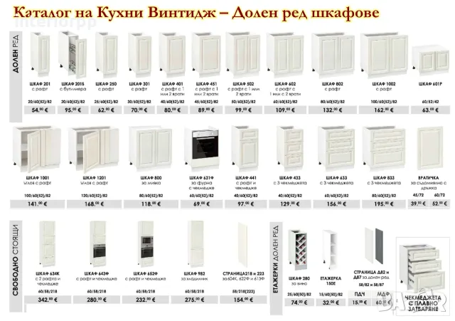 Кухня Винтидж Сноу МДФ 320см от готови модулни шкафове без плот, снимка 2 - Кухни - 28124045