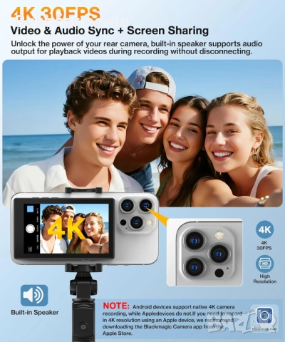 Екран за селфита за влог телефон, Axrye 1080P безжичен монитор за телефон със задна камера, снимка 2 - Селфи стикове, аксесоари - 54542234