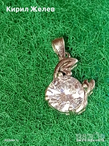 Сребърна висулка елегантна финна с инкрустиран кристал 38203, снимка 2 - Колиета, медальони, синджири - 54104318