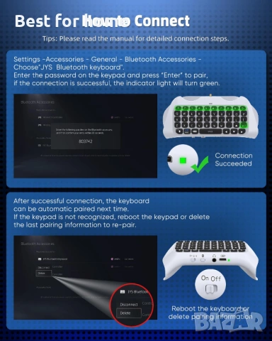 Безжичен контролер за PS5/PS5 Pro, Bluetooth 3.0 мини преносим геймпад, чатпад , снимка 4 - Аксесоари - 54580401