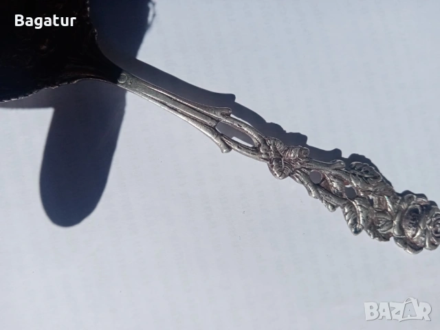 Стара сребърна лъжица немска голяма, за сладолед, снимка 3 - Антикварни и старинни предмети - 54126282