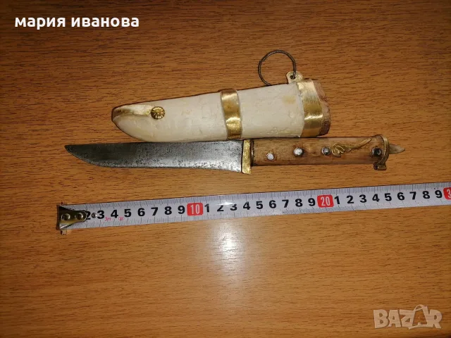 Стар овчарски нож с дървена кания , снимка 3 - Антикварни и старинни предмети - 55083932
