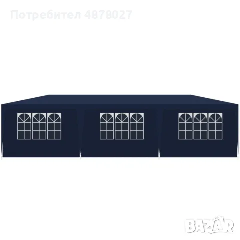 Градинска тъмносиня шатра 3x9 м - Водоустойчив павилион с 8 стени, прозорци и метална конструкция за, снимка 5 - Градински мебели, декорация  - 55536381