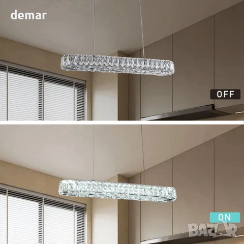 Кристален LED пендел 25W 6500K, висящ полилей за кухня, трапезария и хол, снимка 3 - Лед осветление - 54910012