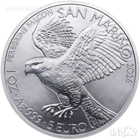Сан Марино 2026 – 5 евро – Сокол - 1 OZ Сребърна монета BU