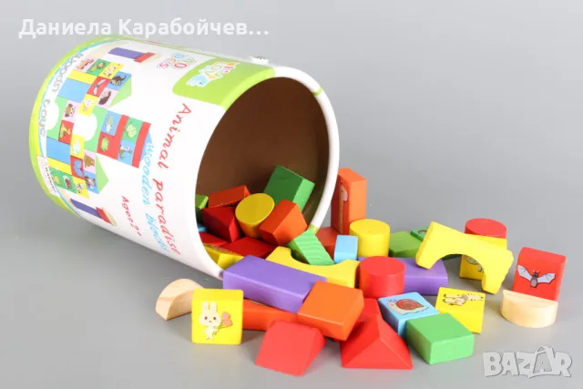Дървени блокчета в кутия - 40 броя, снимка 2 - Играчки за стая - 55563346