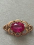 Антикварна съветска сребърна позлатена брошка с рубин , снимка 4