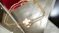 Van Cleef & Arpels VCA Rose Gold Mother of Pearl Sweet Alhambra Дамска Гривна, снимка 6