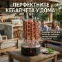 Електрическа скара за барбекю с 6 вертикални шиша – 1000W, автоматично въртене, без дим, снимка 1