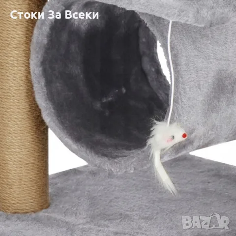 Драскалка за котки XL 90 см с къщичка и тунел, снимка 6 - За котки - 55484966