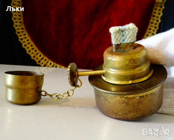 Немски спиртник с фитил,капаче. , снимка 2 - Антикварни и старинни предмети - 53989855