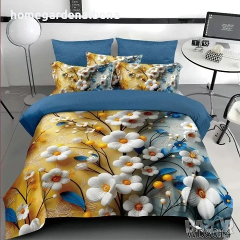 Флорален спален комплект с ластик 100% памук 200x230 / 180x200, снимка 13 - Спално бельо - 54094921