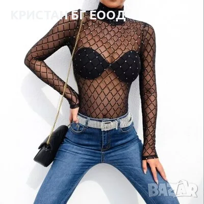 Боди с дълъг ръкав KRISTAN DIAMOND DOTS, снимка 4 - Корсети, бюстиета, топове - 55665033