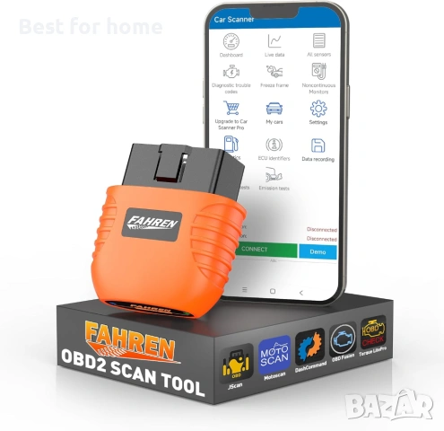 FAHREN OBD2 скенер, инструмент за автомобилна диагностика - Bluetooth безжичен OBD2 