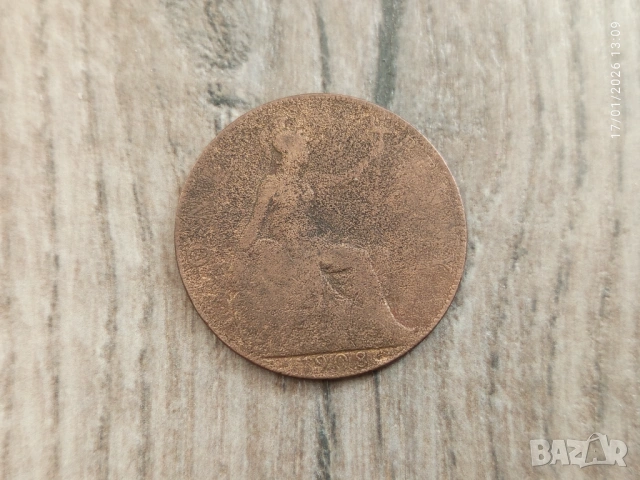 Монета 1908 Великобритания 1 Penny King George V