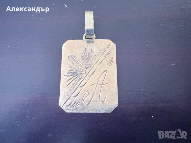 Златна плочка с буква А - 2,27 гр., снимка 2 - Колиета, медальони, синджири - 54403065