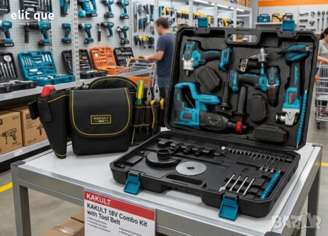 Комплект акумулаторни инструменти BOXER BX-187 4в1 + ПОДАРЪК многофункционална работна чанта