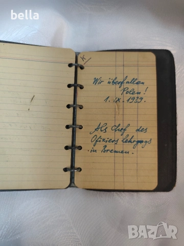 Уникален офицерски дневник на Hauptmann (Капитан) от Вермахта (1939-1943) – С бойни поражения!, снимка 4 - Антикварни и старинни предмети - 54043262
