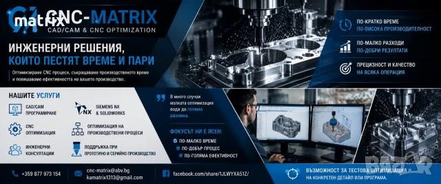 Инженерни консултации.CAD/CAM програмиране . CNC оптимизация.