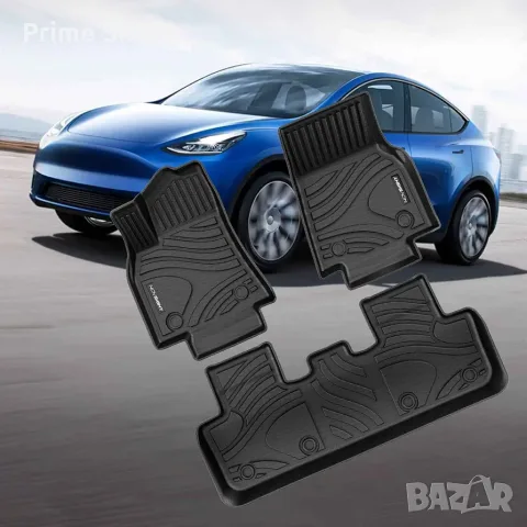 К-кт 3 части 3D трислойни TPE стелки за Tesla Model Y (2019-2023), NOVSIGHT, черни