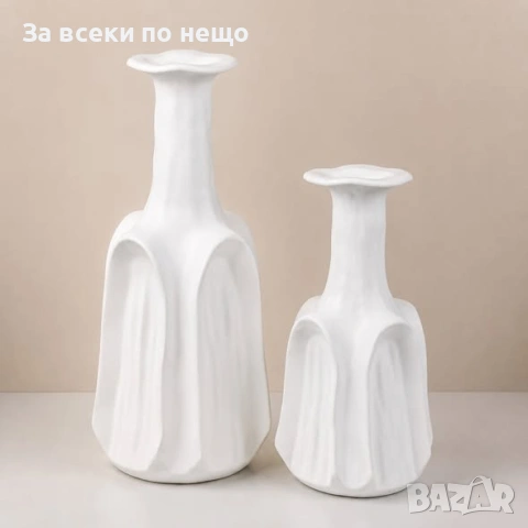 Декоративна керамична ваза Wave White – 2 размера Код P2660, снимка 2 - Вази - 54992995
