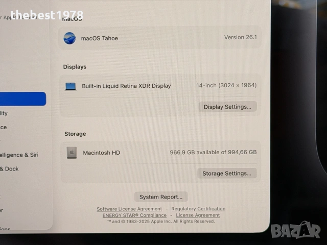 MacBook Pro 14`M4 Pro/14 CPU/20 GPU/24GB RAM/1000GB SSD/Гаранция/Батерия 100%/Space Black, снимка 6 - Лаптопи за работа - 55268119