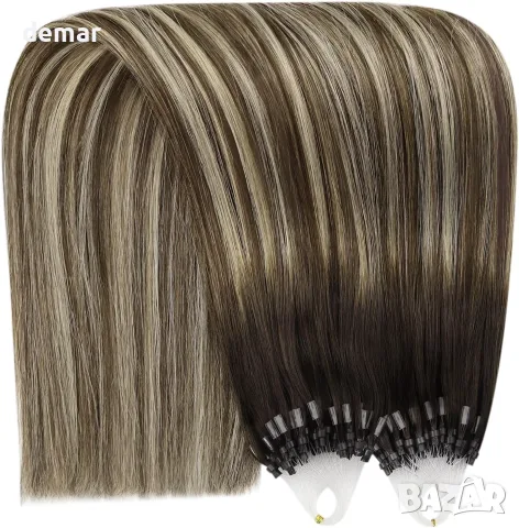 Екстеншъни за коса YoungSee Micro Beads, тъмнокафяви, омбре, 50 см, 50 гр,2-M-C#4/18/4 Кафяви балаяж, снимка 8 - Аксесоари за коса - 55506645
