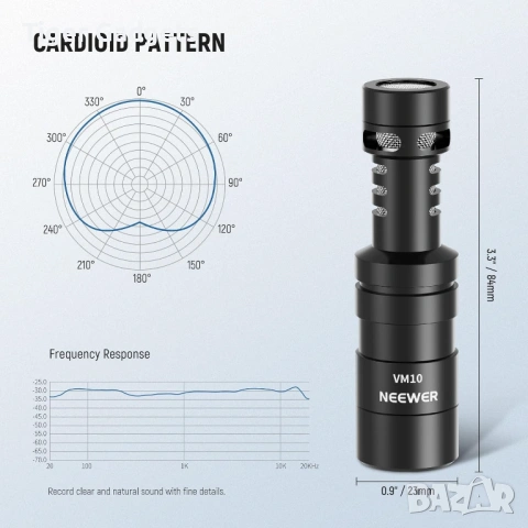 NEEWER VM10 Plug & Play Vlog Microphone – компактен микрофон за смартфони, камери и влогове, снимка 3 - Друга електроника - 54848534