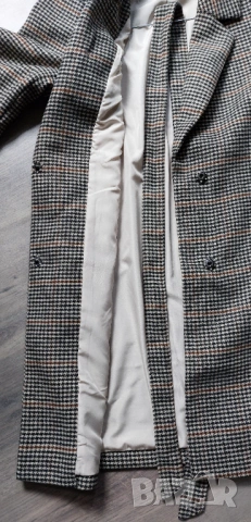 Дамско палто H&M Divided, размер S – каре / кокоши крак с колан, снимка 3 - Палта, манта - 54919999
