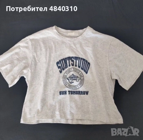 светлосива къса тениска 